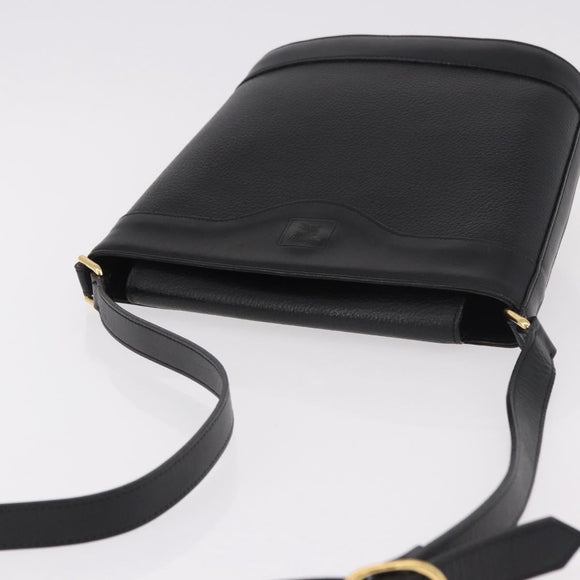 Burberrys Shoulder Bag Leather Black Gold Auth ep14701