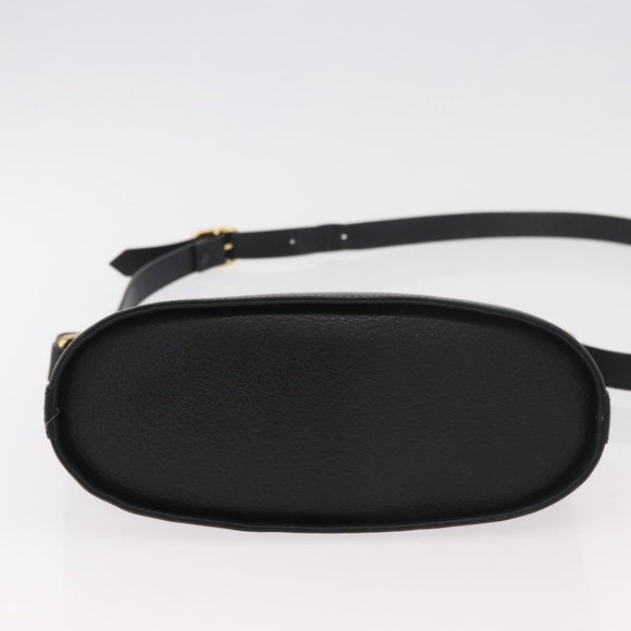 Burberrys Shoulder Bag Leather Black Gold Auth ep14701