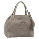 GUCCI Soho Hand Bag Leather Gray Gold 282309 Auth ep14702-1