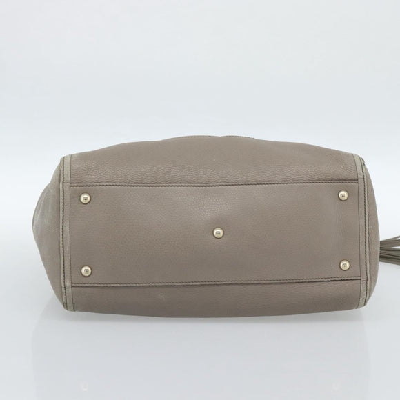 GUCCI Soho Hand Bag Leather Gray Gold 282309 Auth ep14702