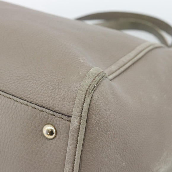 GUCCI Soho Hand Bag Leather Gray Gold 282309 Auth ep14702
