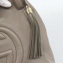 GUCCI Soho Hand Bag Leather Gray Gold 282309 Auth ep14702-17