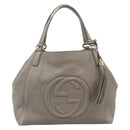 GUCCI Soho Hand Bag Leather Gray Gold 282309 Auth ep14702-13