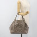 GUCCI Soho Hand Bag Leather Gray Gold 282309 Auth ep14702-23