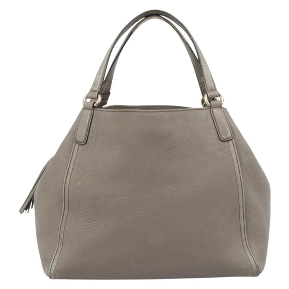 GUCCI Soho Hand Bag Leather Gray Gold 282309 Auth ep14702
