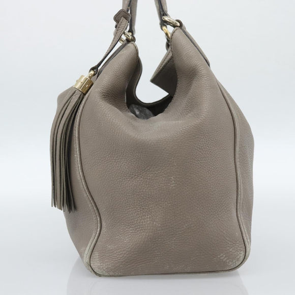 GUCCI Soho Hand Bag Leather Gray Gold 282309 Auth ep14702