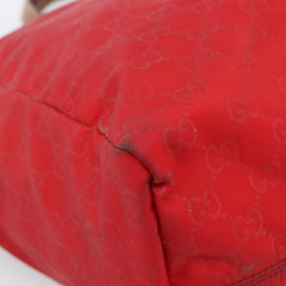 GUCCI GG Canvas Guccissima Tote Bag Nylon Red 282439 Auth ep14706
