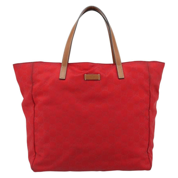 GUCCI GG Canvas Guccissima Tote Bag Nylon Red 282439 Auth ep14706