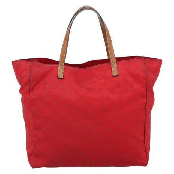 GUCCI GG Canvas Guccissima Tote Bag Nylon Red 282439 Auth ep14706