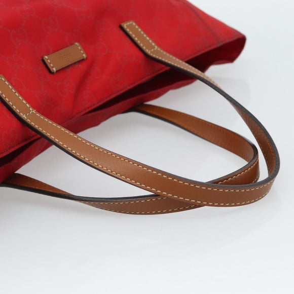 GUCCI GG Canvas Guccissima Tote Bag Nylon Red 282439 Auth ep14706