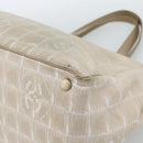 CHANEL New Travel line Tote Bag Canvas Beige Gold CC Auth ep14709-17