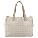 CHANEL New Travel line Tote Bag Canvas Beige Gold CC Auth ep14709-13