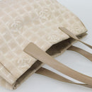 CHANEL New Travel line Tote Bag Canvas Beige Gold CC Auth ep14709-6