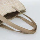 CHANEL New Travel line Tote Bag Canvas Beige Gold CC Auth ep14709-7