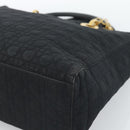 Christian Dior Lady Dior Canage Hand Bag Canvas Black Gold Auth ep14710-10