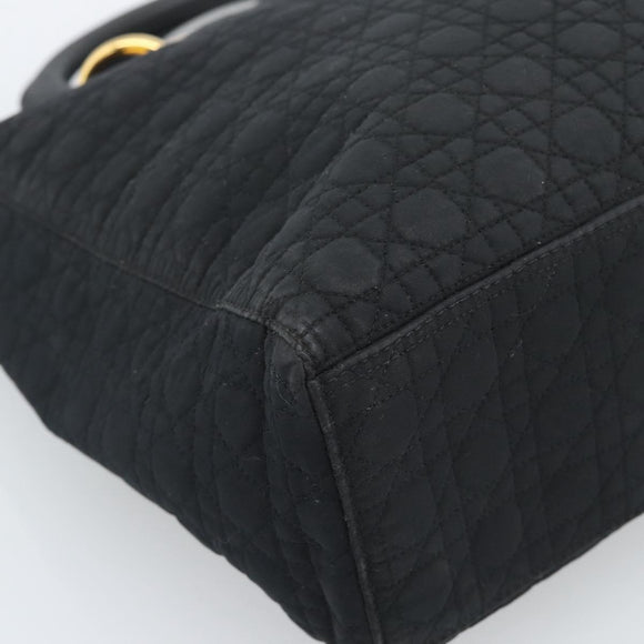 Christian Dior Lady Dior Canage Handtasche Canvas Schwarz Gold Auth ep14710