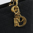 Christian Dior Lady Dior Canage Handtasche Canvas Schwarz Gold Auth ep14710-17