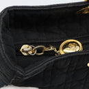 Christian Dior Lady Dior Canage Hand Bag Canvas Black Gold Auth ep14710-15