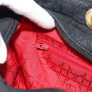 Christian Dior Lady Dior Canage Hand Bag Canvas Black Gold Auth ep14710-20