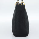 Christian Dior Lady Dior Canage Hand Bag Canvas Black Gold Auth ep14710-4