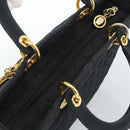 Christian Dior Lady Dior Canage Hand Bag Canvas Black Gold Auth ep14710-6