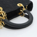 Christian Dior Lady Dior Canage Hand Bag Canvas Black Gold Auth ep14710-7
