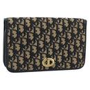 Christian Dior Trotter Canvas Clutch Bag Navy Gold Auth ep14711-1
