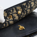 Christian Dior Trotter Canvas Clutch Bag Navy Gold Auth ep14711-12
