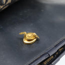 Christian Dior Trotter Canvas Clutch Bag Navy Gold Auth ep14711-13