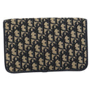 Christian Dior Trotter Canvas Clutch Bag Navy Gold Auth ep14711-3