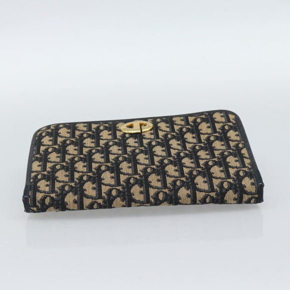 Christian Dior Trotter Canvas Clutch Bag Navy Gold Auth ep14711