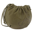 LOEWE Anagram Shoulder Bag Leather Green Gold Auth ep14712A-1