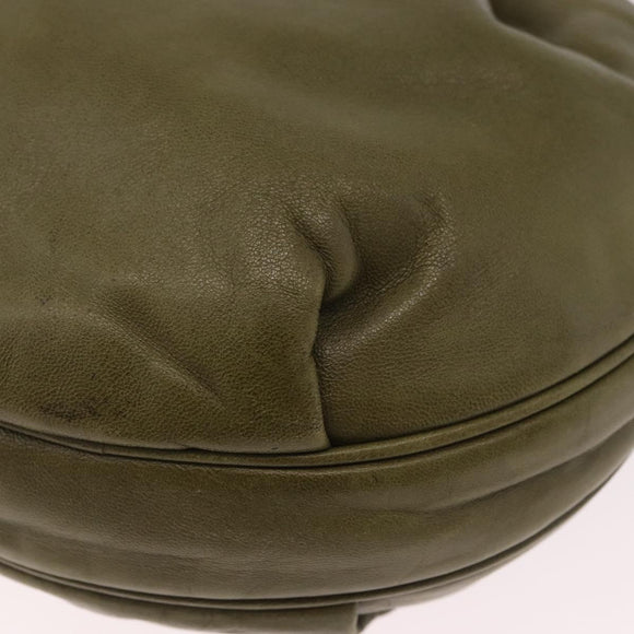 LOEWE Anagram Shoulder Bag Leather Green Gold Auth ep14712A