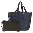 PRADA Hand Bag Denim 2way Navy Silver Auth ep14719A-1