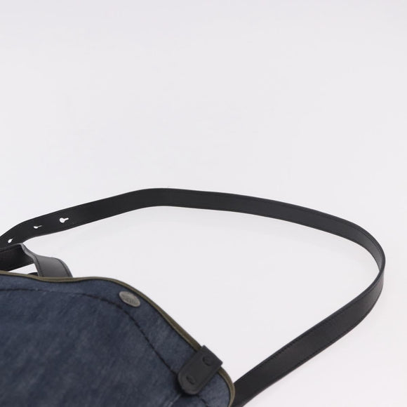 PRADA Hand Bag Denim 2way Navy Silver Auth ep14719A