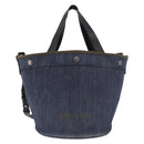 PRADA Hand Bag Denim 2way Navy Silver Auth ep14719A-2