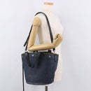 PRADA Hand Bag Denim 2way Navy Silver Auth ep14719A-25