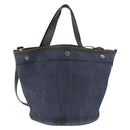 PRADA Hand Bag Denim 2way Navy Silver Auth ep14719A-3