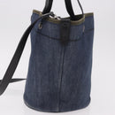 PRADA Hand Bag Denim 2way Navy Silver Auth ep14719A-4