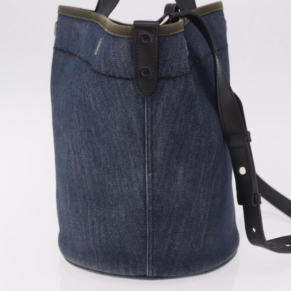 PRADA Hand Bag Denim 2way Navy Silver Auth ep14719A