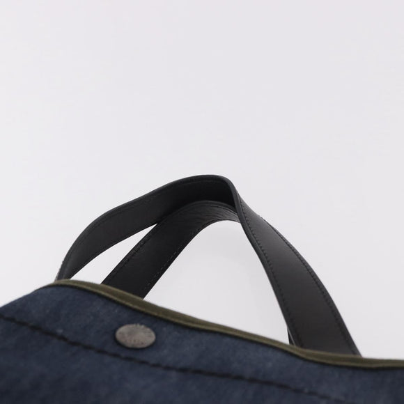 PRADA Hand Bag Denim 2way Navy Silver Auth ep14719A