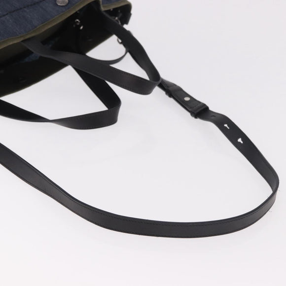 PRADA Hand Bag Denim 2way Navy Silver Auth ep14719A