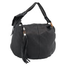 GUCCI Bamboo Shoulder Bag Leather Black Silver 232930 Auth ep14724-1