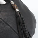 GUCCI Bamboo Shoulder Bag Leather Black Silver 232930 Auth ep14724-15
