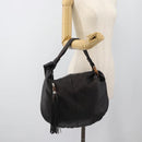 GUCCI Bamboo Shoulder Bag Leather Black Silver 232930 Auth ep14724-24