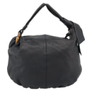 GUCCI Bamboo Shoulder Bag Leather Black Silver 232930 Auth ep14724-3
