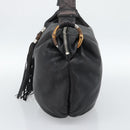 GUCCI Bamboo Shoulder Bag Leather Black Silver 232930 Auth ep14724-5