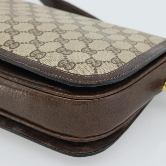 GUCCI GG Supreme Shoulder Bag PVC Beige Gold Auth ep14725
