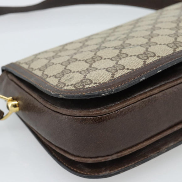 GUCCI GG Supreme Shoulder Bag PVC Beige Gold Auth ep14725