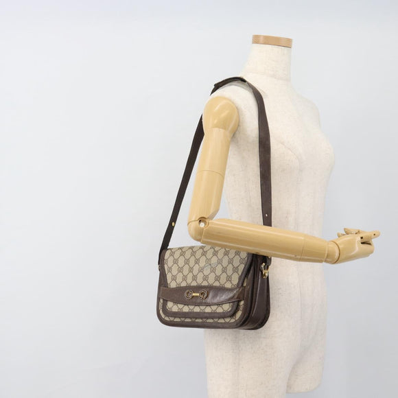 GUCCI GG Supreme Shoulder Bag PVC Beige Gold Auth ep14725